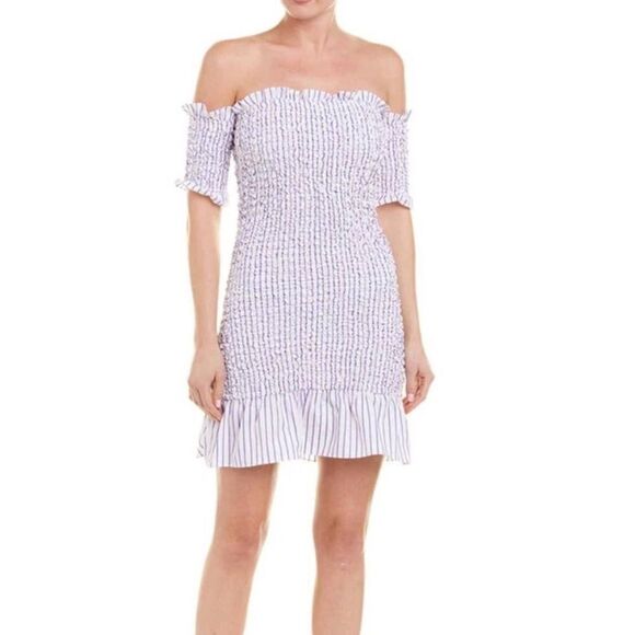 nwt Petersyn Benson Hatter Smocked Mini Dress - Picture 1 of 10